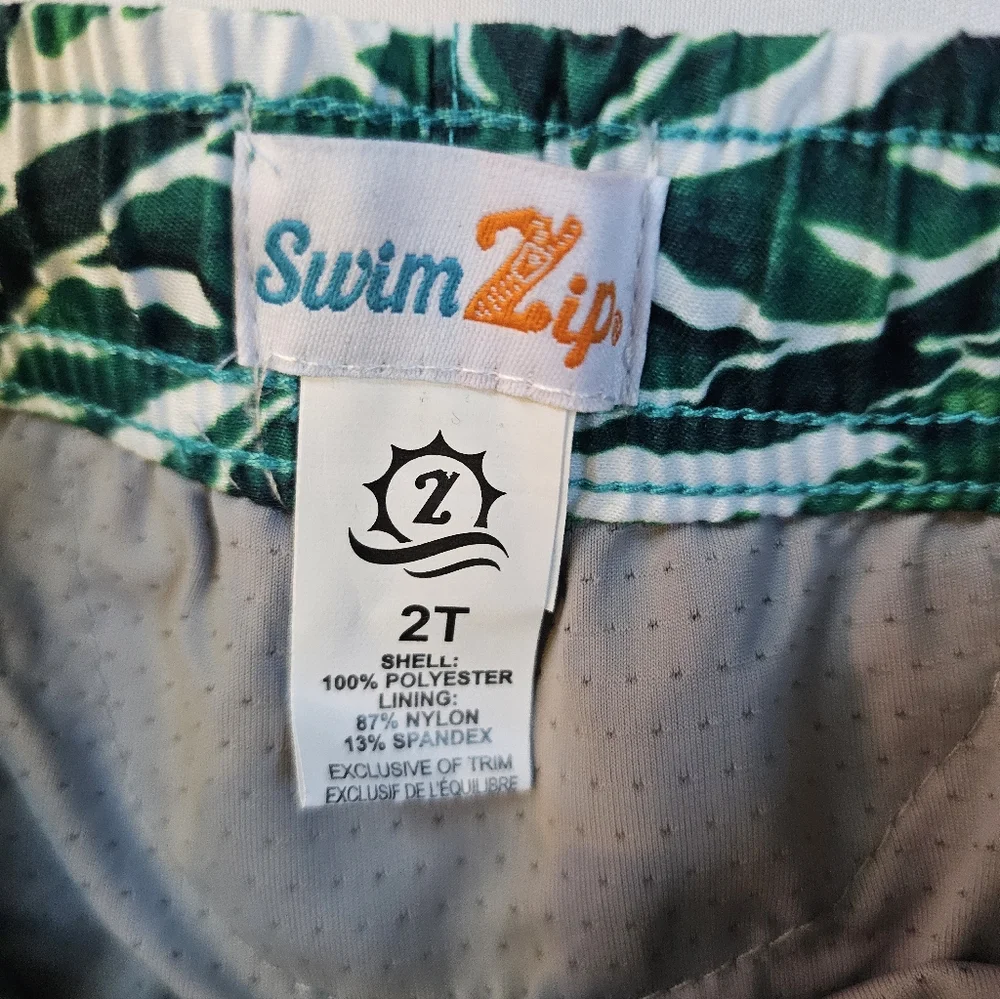 SwimZip Toddler Swim Trunks- Tropical Print- 2T